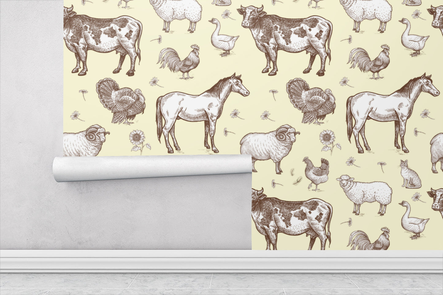 Farm Animals Wallpaper Peel & Stick