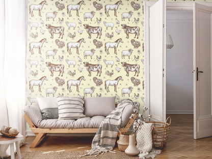 Farm Animals Wallpaper Peel & Stick