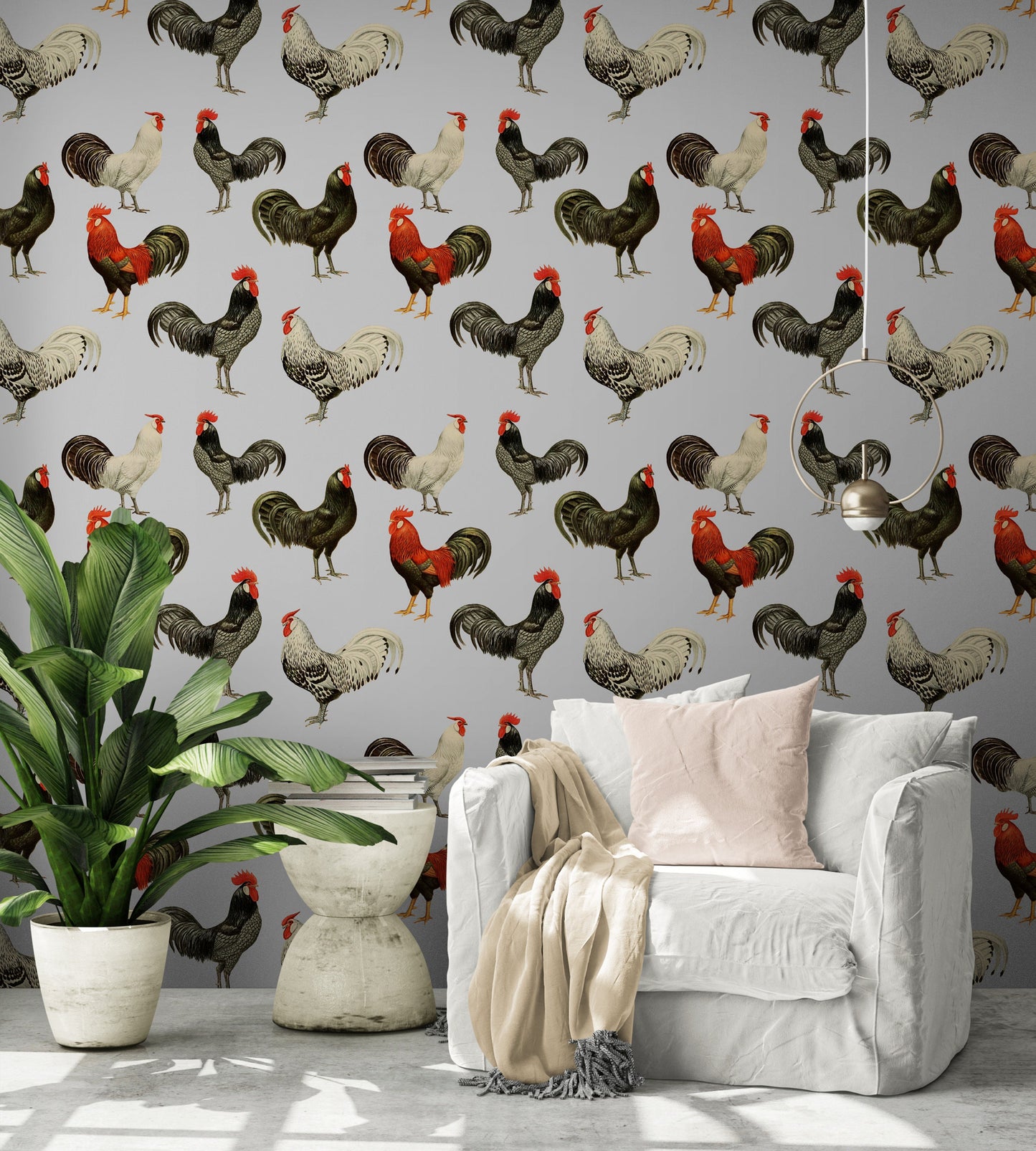 Rooster Farmhouse Peel and Stick Wallpaper