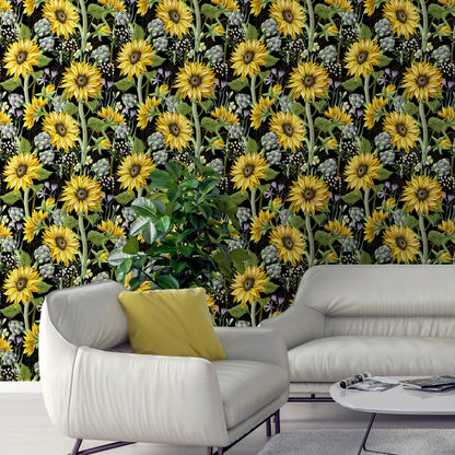 Sunflower Botanical Wallpaper Peel & Stick