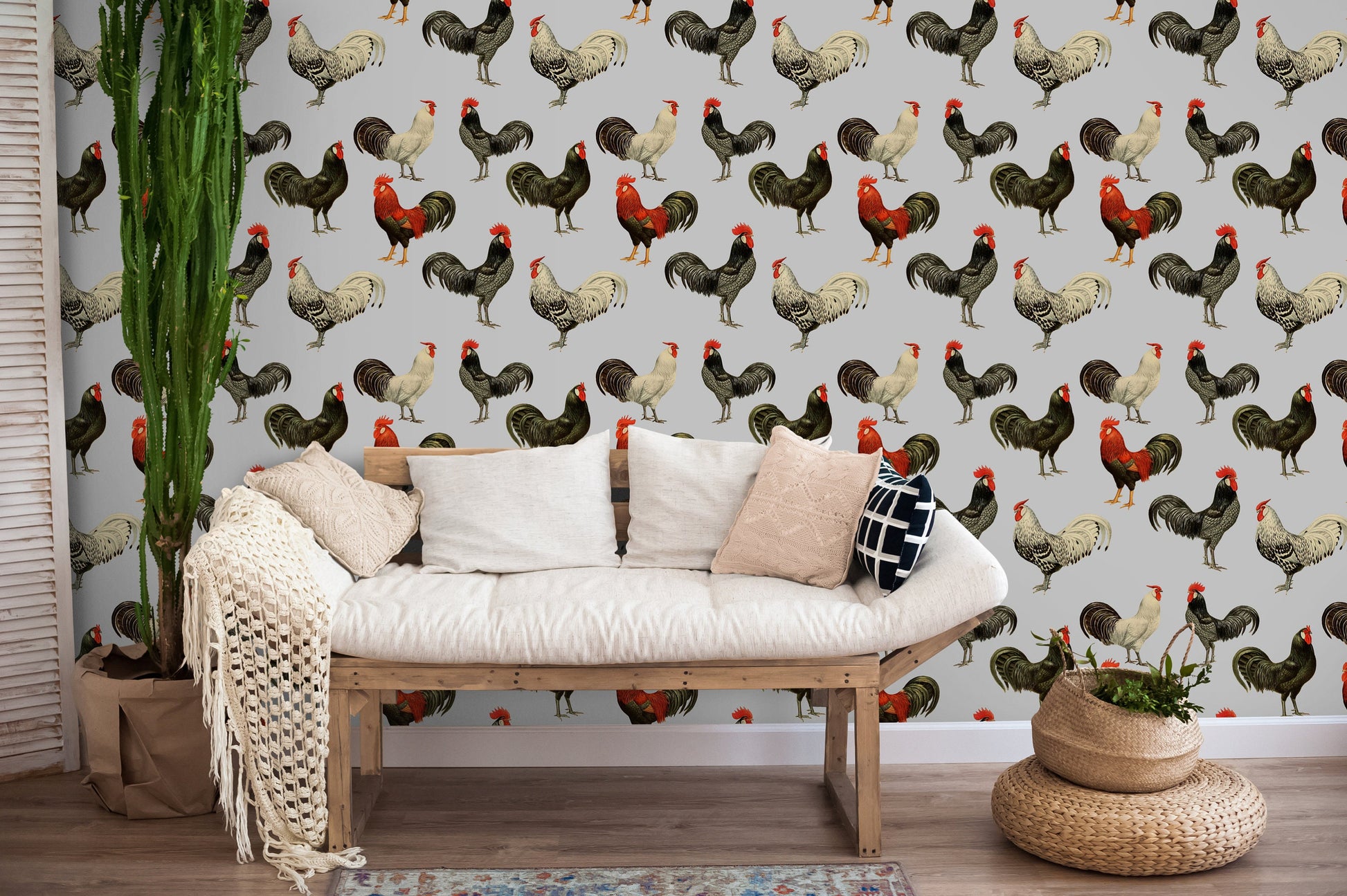 Rooster Farmhouse Peel and Stick Wallpaper