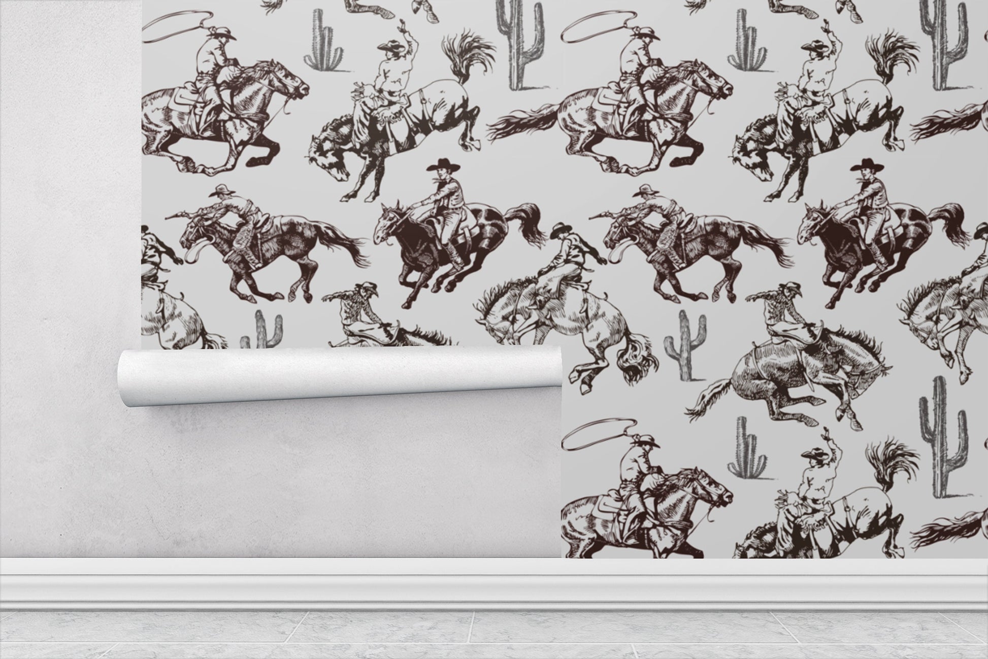 Removable Southwestern Cowboy Wallpaper