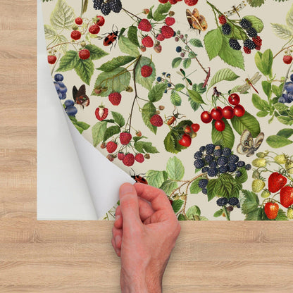 Strawberry Wallpaper, Botanical Wall Decor