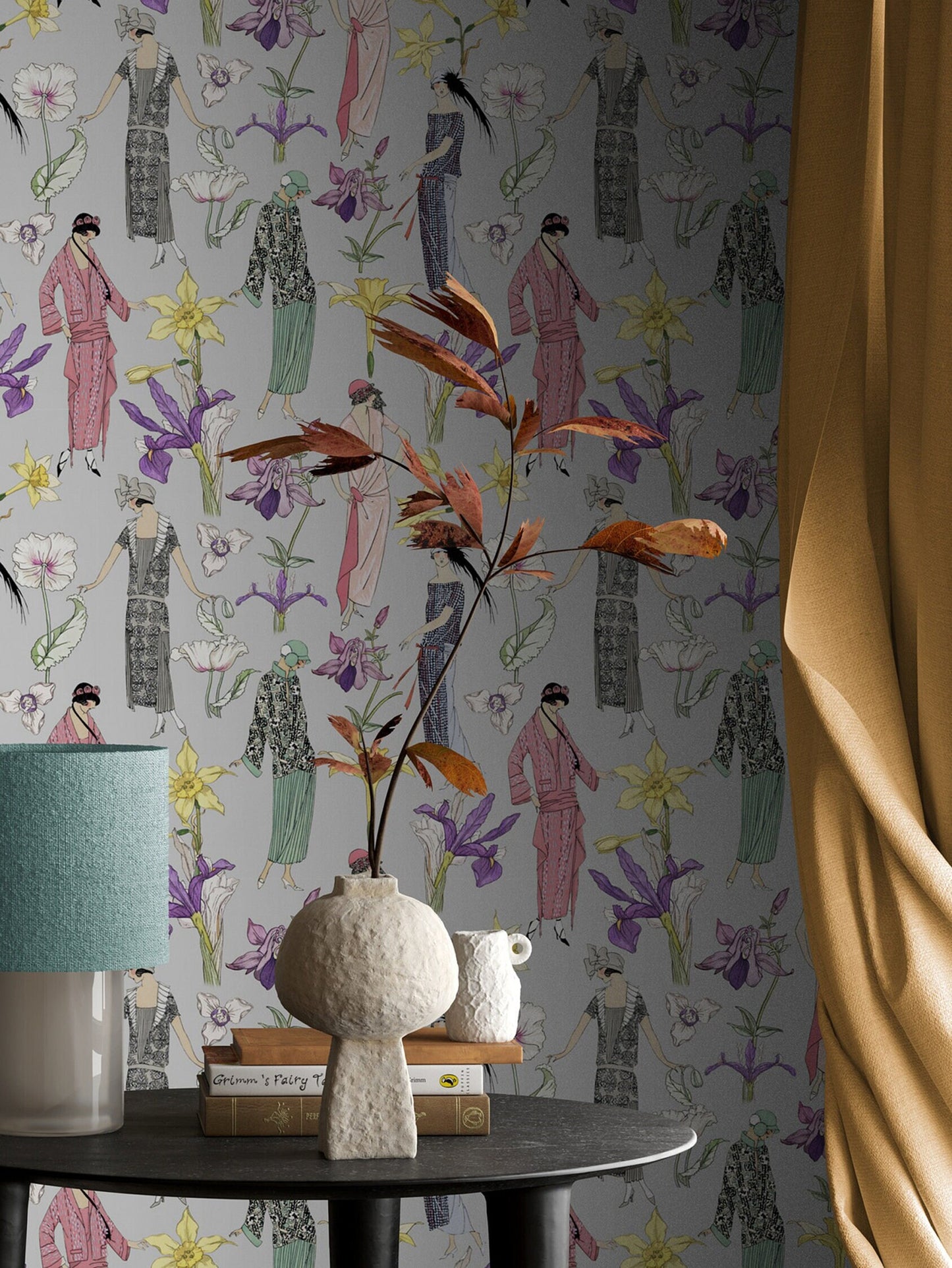 Art Deco Peel and Stick Wallpaper - Art Nouveau Women Design