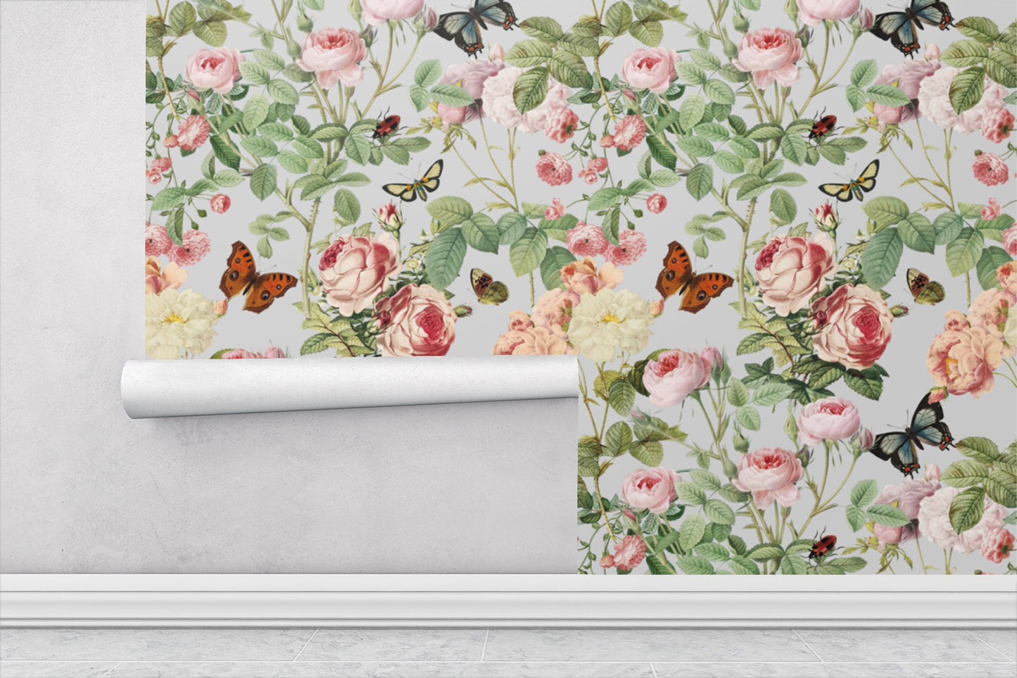 Peonies and Butterflies, Floral Wallpaper Peel and Stick