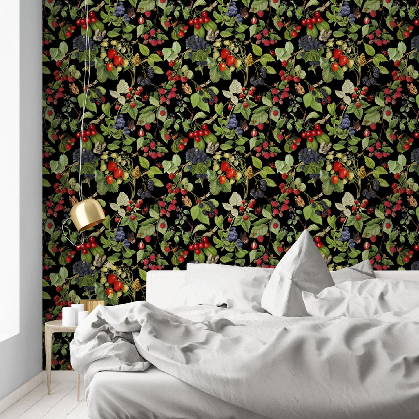 Botanical Wallpaper with Berries