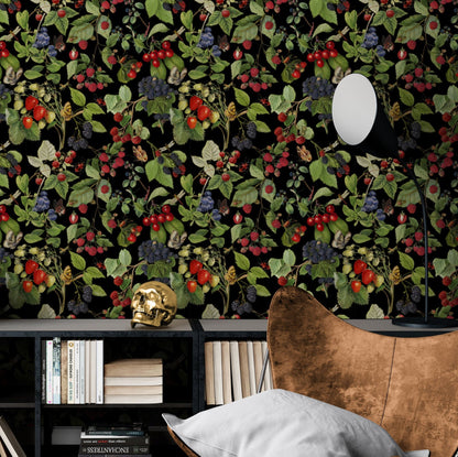 Botanical Wallpaper with Berries