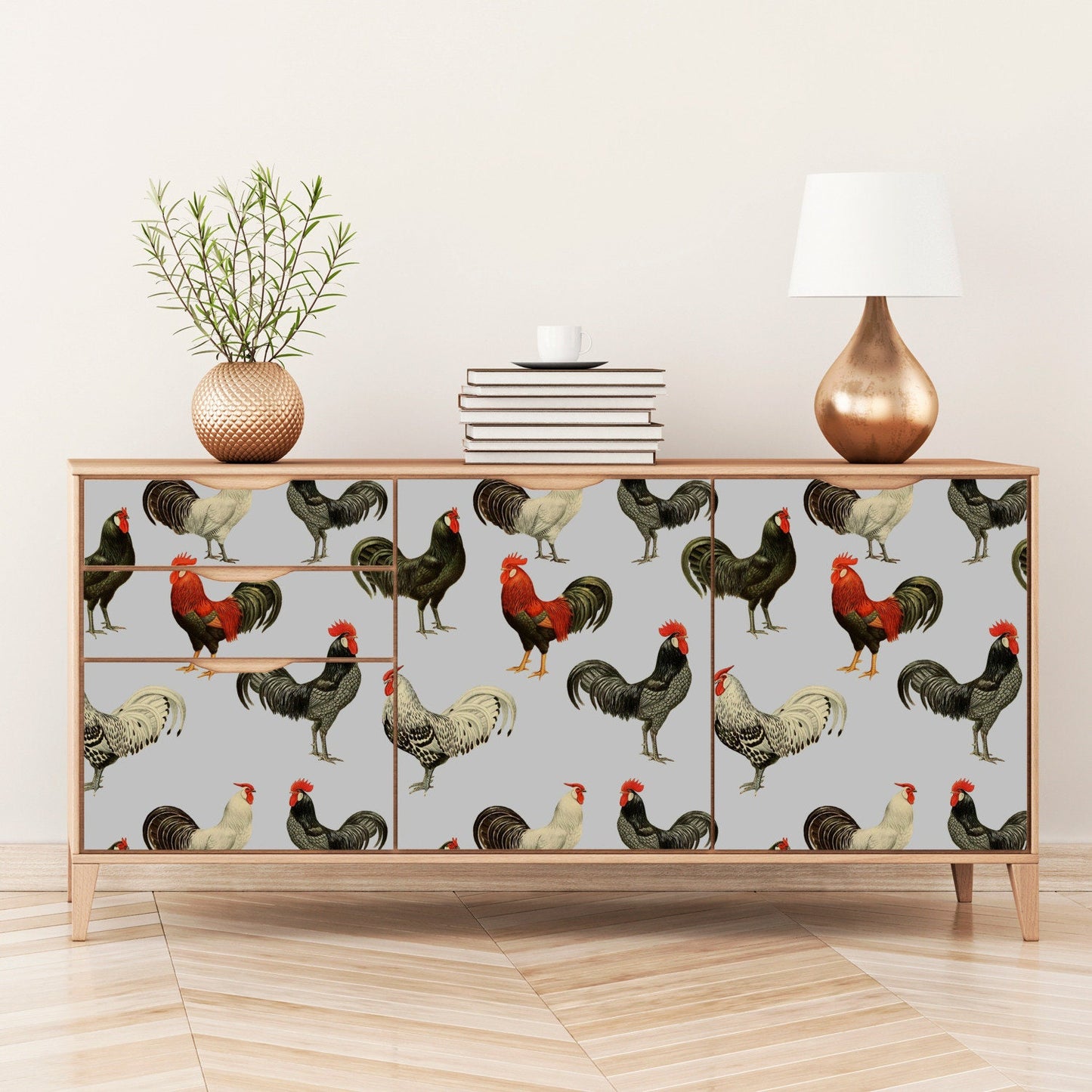 Rooster Farmhouse Peel and Stick Wallpaper