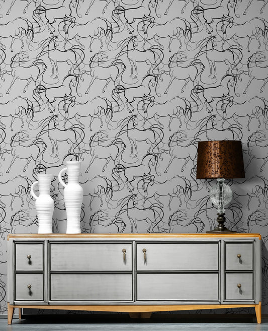 Monochrome Wallpaper with Horse