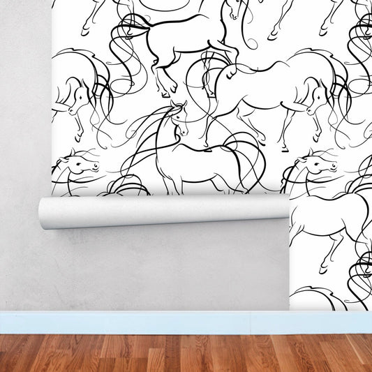 Traditional Wallpaper with Horses