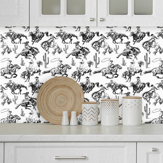 Removable Southwestern Cowboy Wallpaper