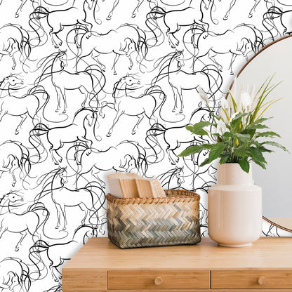 Traditional Wallpaper with Horses