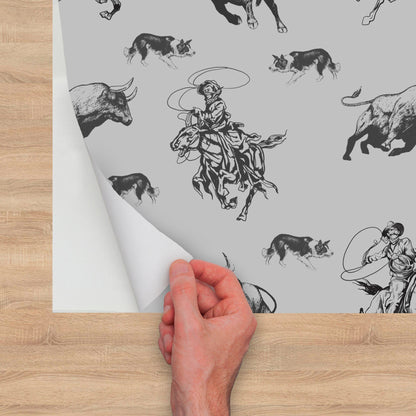 Cowboy and Bull Wallpaper Peel & Stick