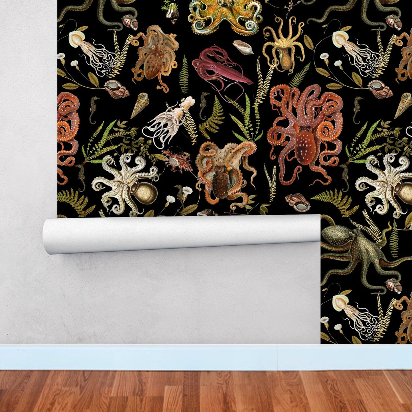 Traditional Wallpaper with Octopus