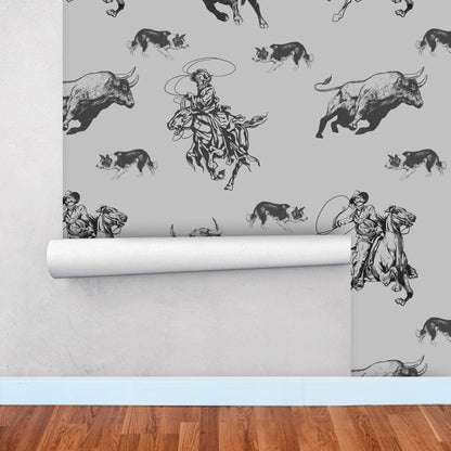 Cowboy and Bull Wallpaper Peel & Stick