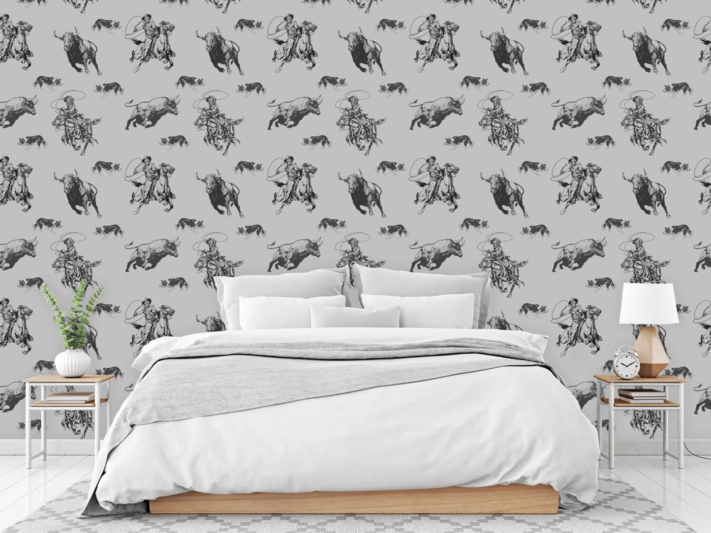 Cowboy and Bull Wallpaper Peel & Stick