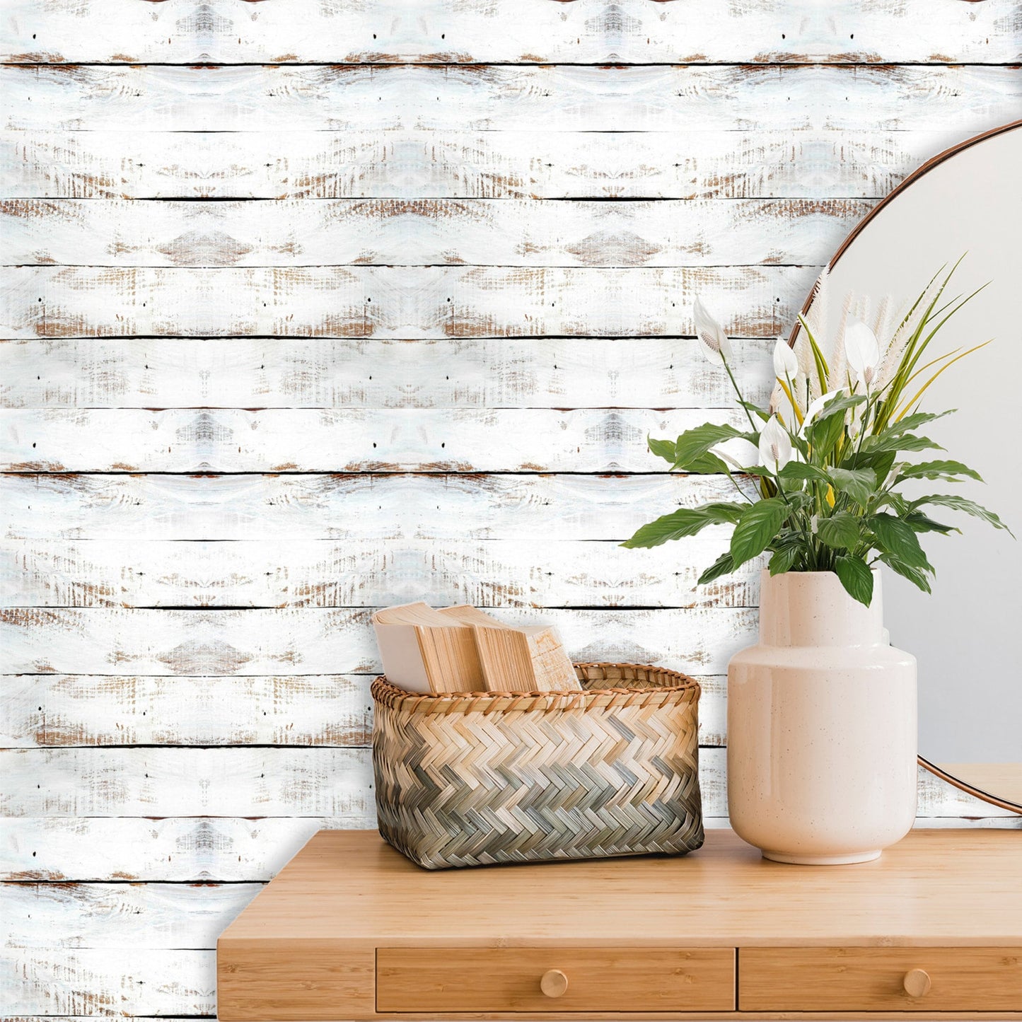 Whitewashed Wood Wallpaper