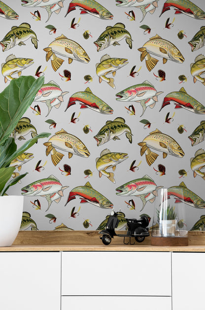 Fish Wallpaper, Lake House Decor