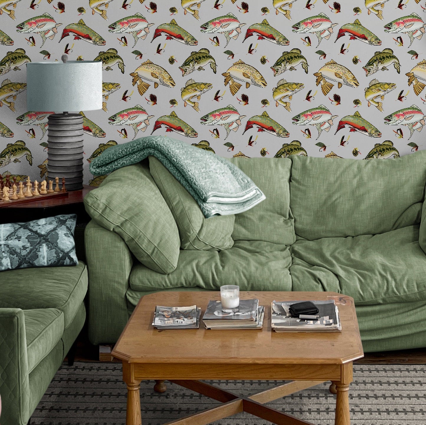 Fish Wallpaper, Lake House Decor