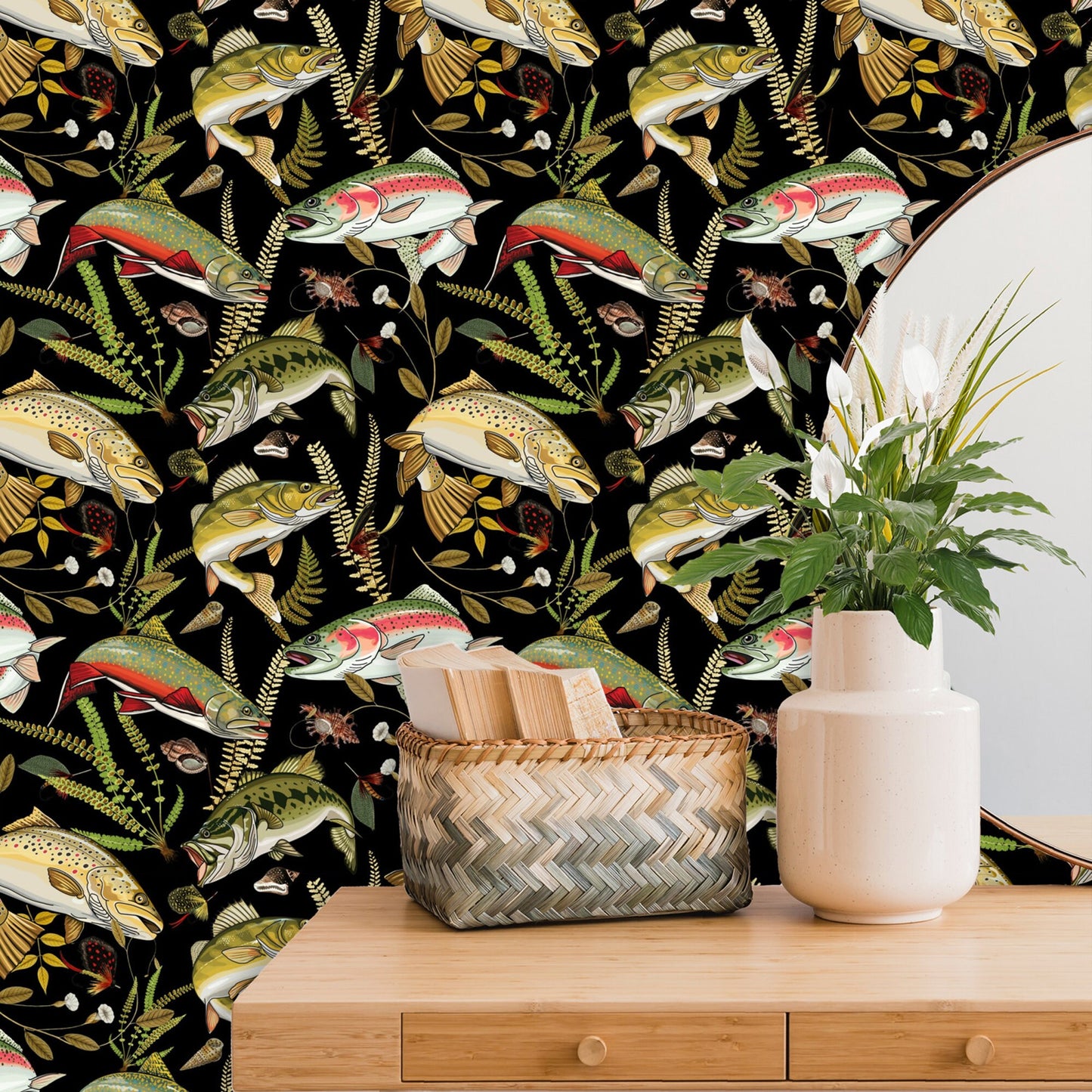 Black Wallpaper, Fishing Decor