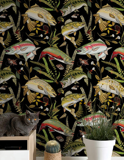 Fish Wallpaper, Lake House Decor