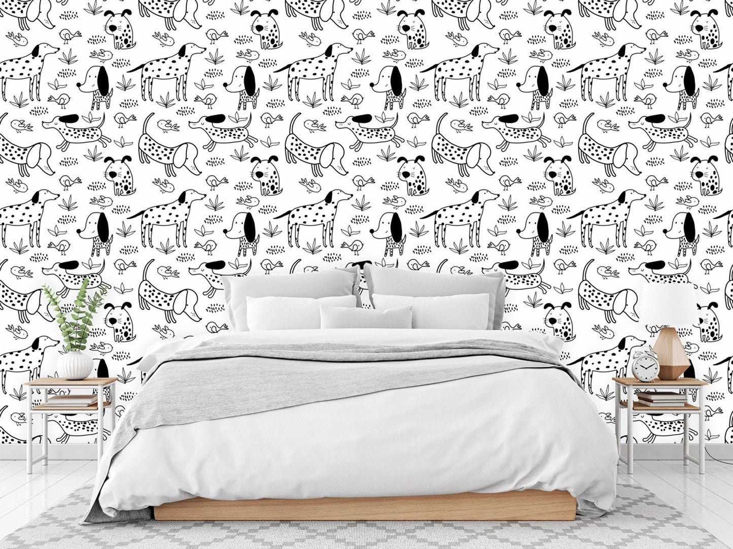 Jolly Dogs Wallpaper Black & White