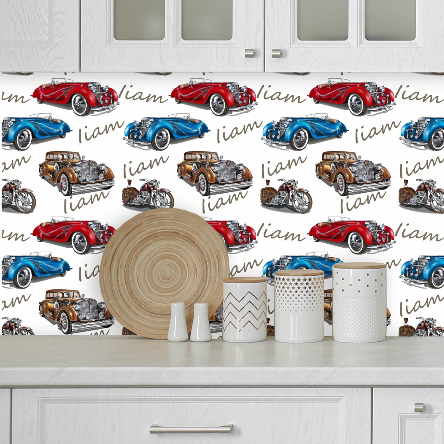 Retro Wallpaper with Cars