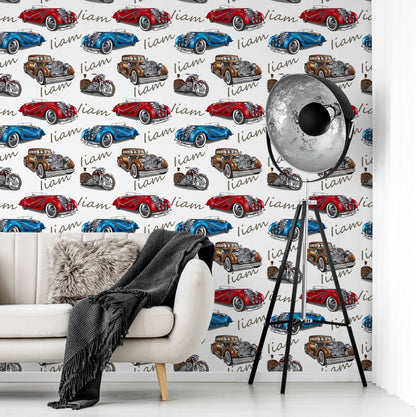 Retro Wallpaper with Cars