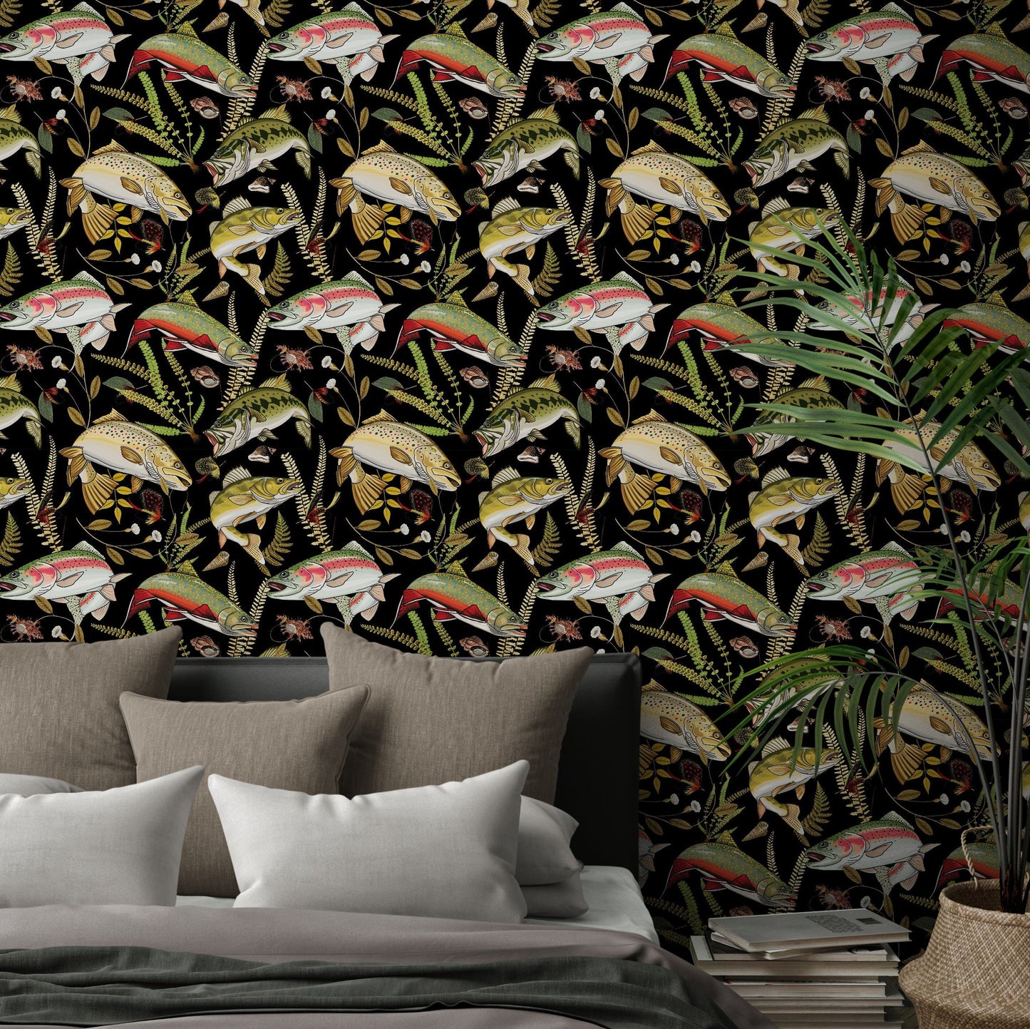 Black Wallpaper, Fishing Decor