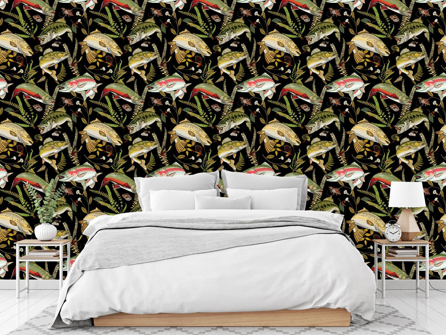 Black Wallpaper, Fishing Decor