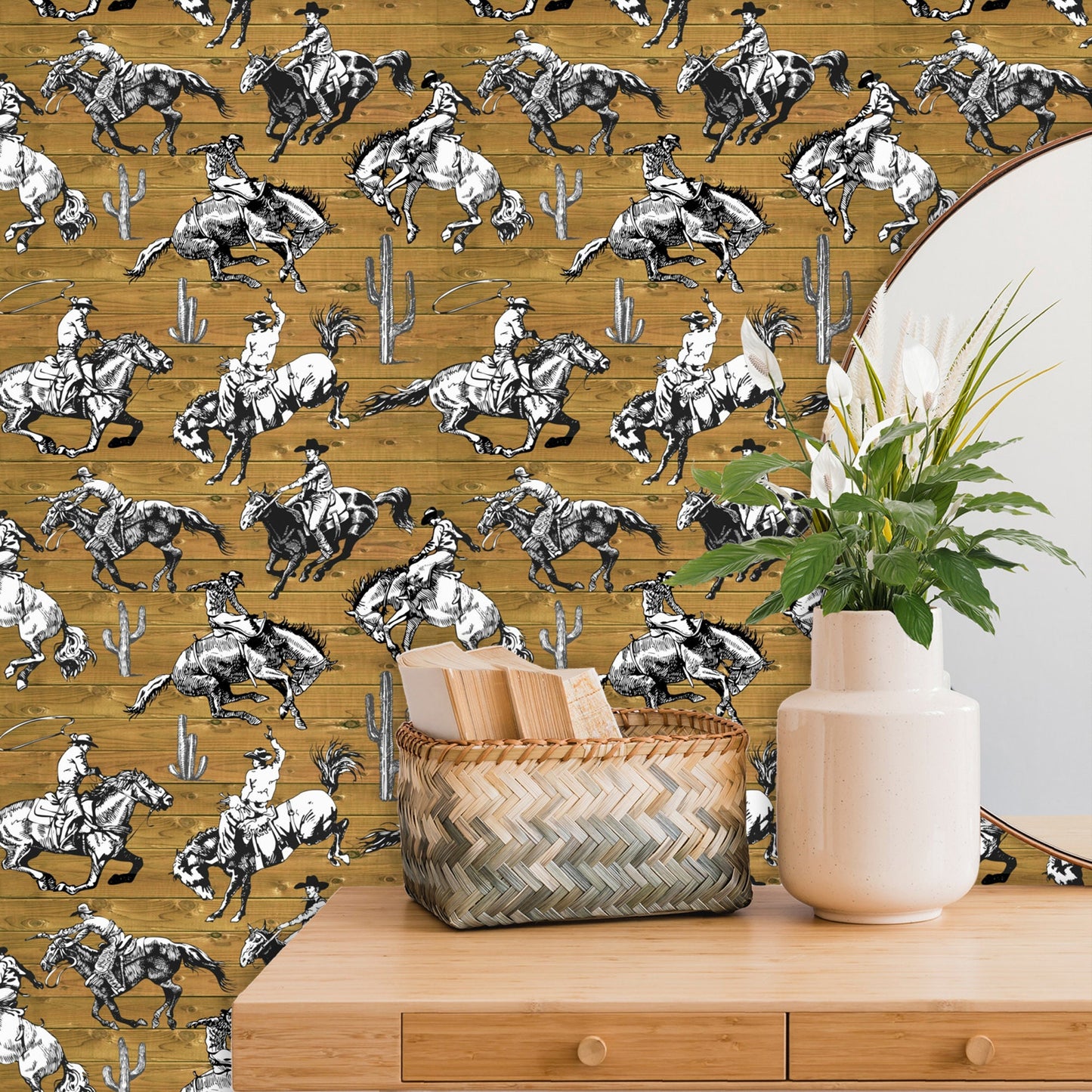 Rustic Wallpaper with Cowboy