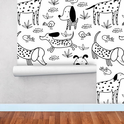 Jolly Dogs Wallpaper Black & White