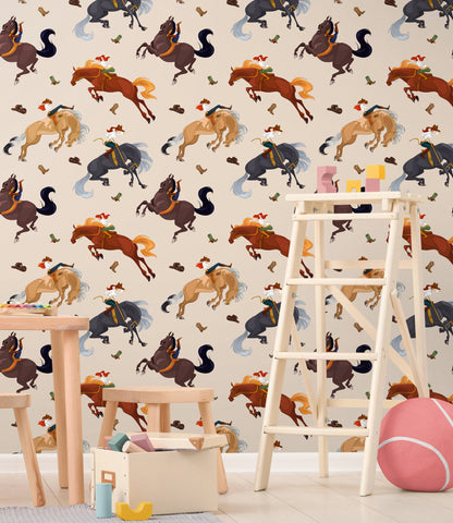 Beige Wallpaper with Cowgirl