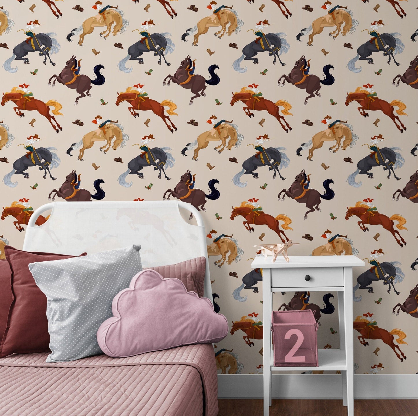 Beige Wallpaper with Cowgirl