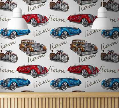 Retro Wallpaper with Cars