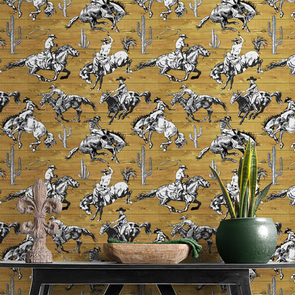 Rustic Wallpaper with Cowboy