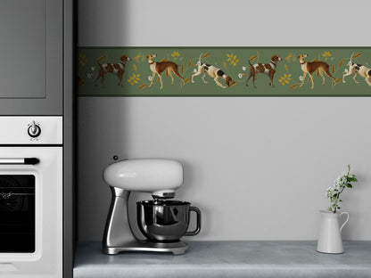 Retro Wallpaper Border with Dogs