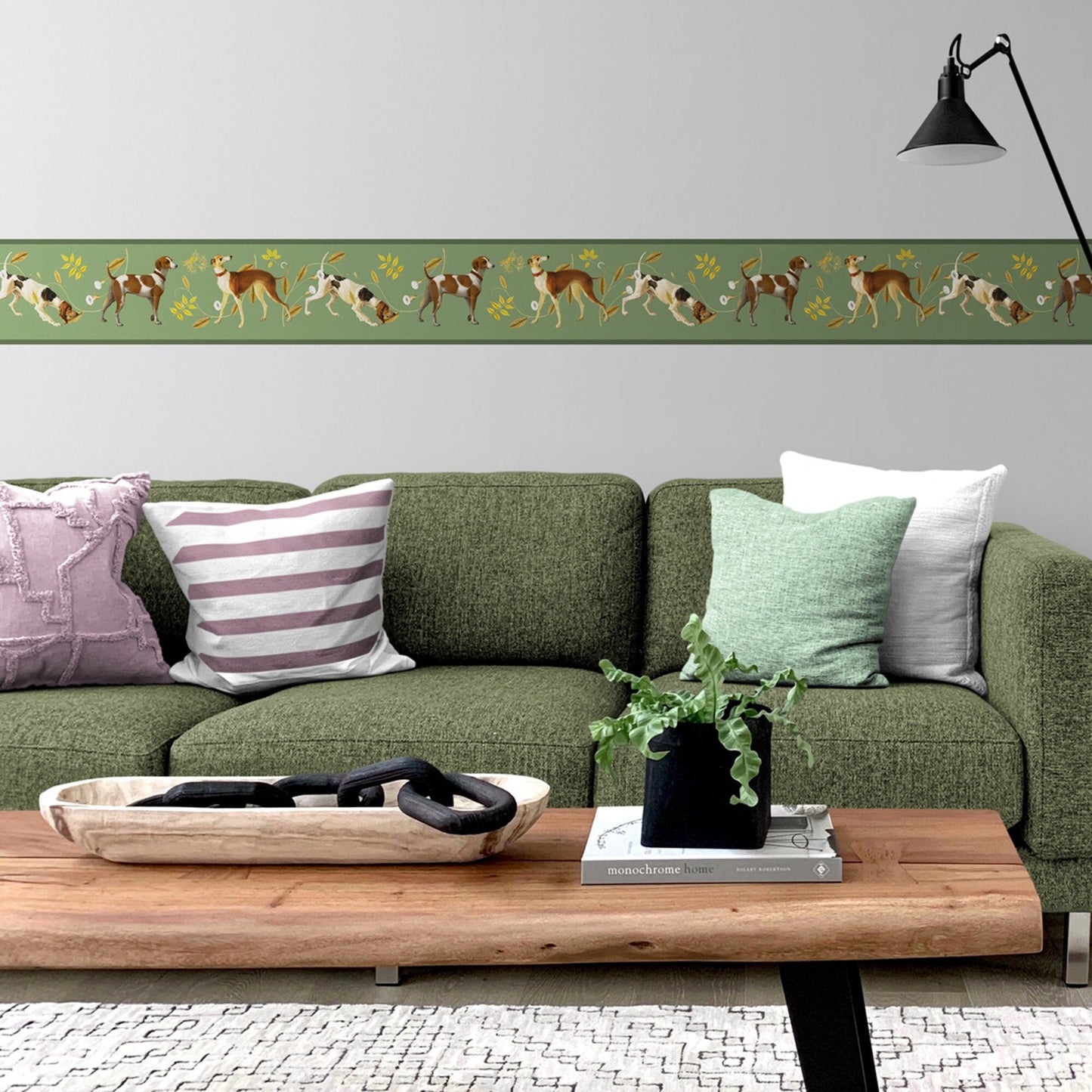 Retro Wallpaper Border with Dogs