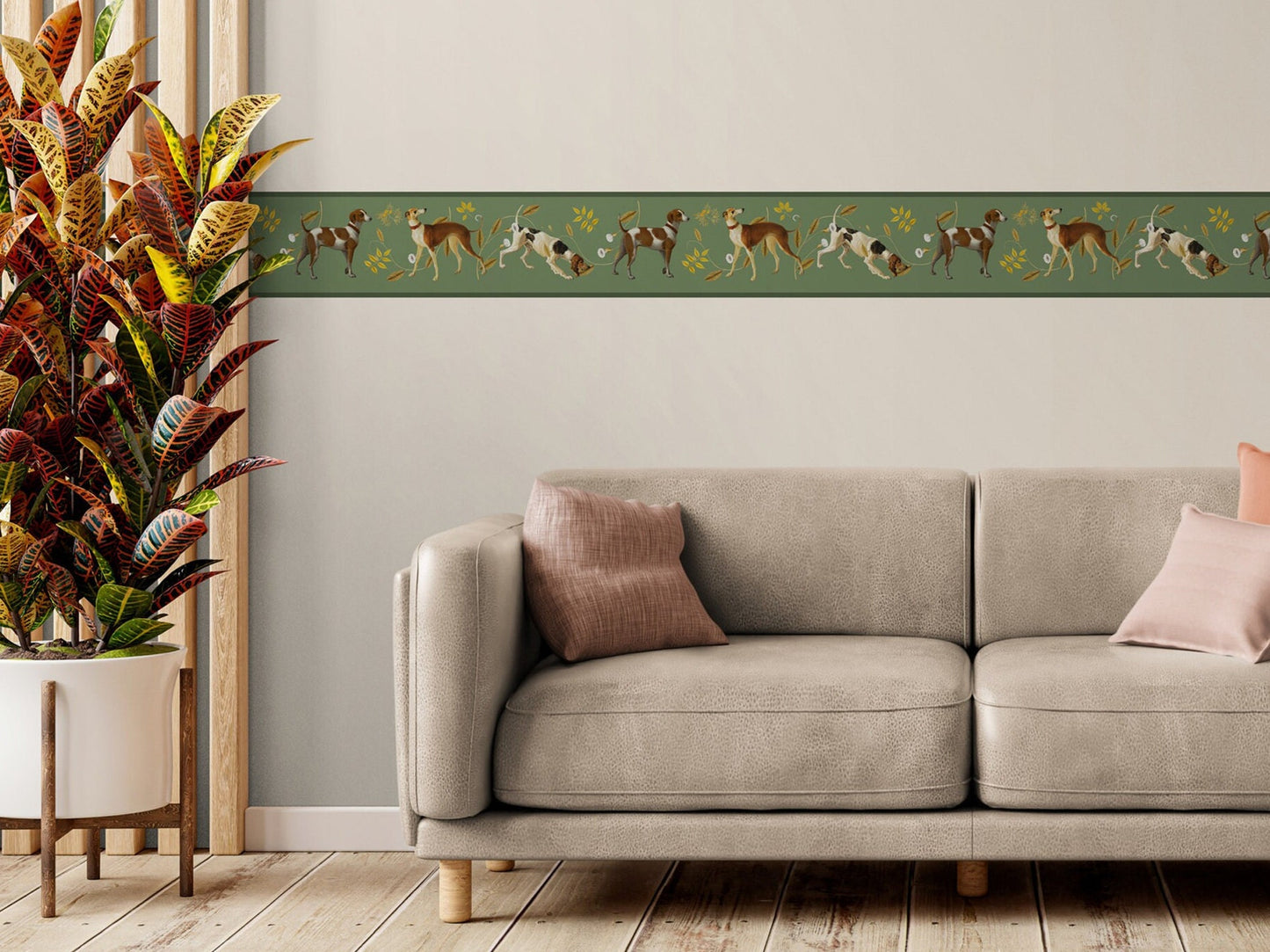 Retro Wallpaper Border with Dogs