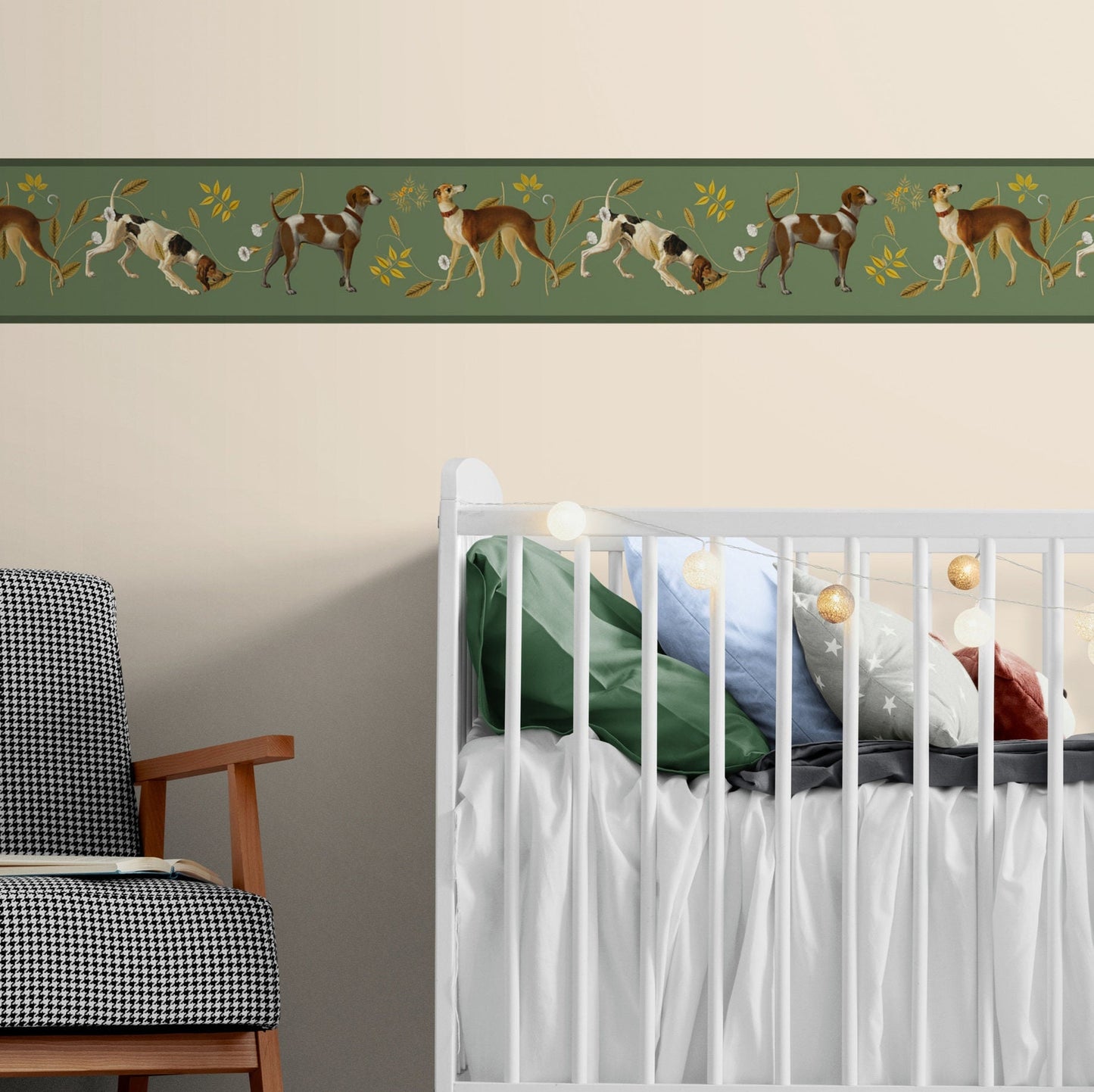 Retro Wallpaper Border with Dogs