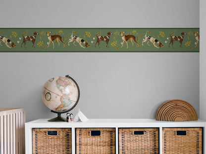 Retro Wallpaper Border with Dogs