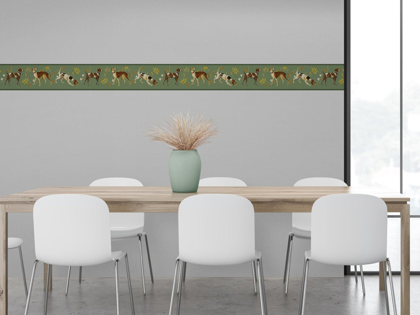 Retro Wallpaper Border with Dogs