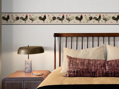 Rooster Peel and Stick Wallpaper Border – Farmhouse Style Décor
