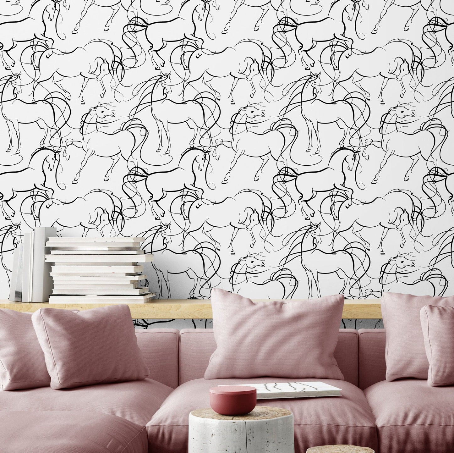 Traditional Wallpaper with Horses