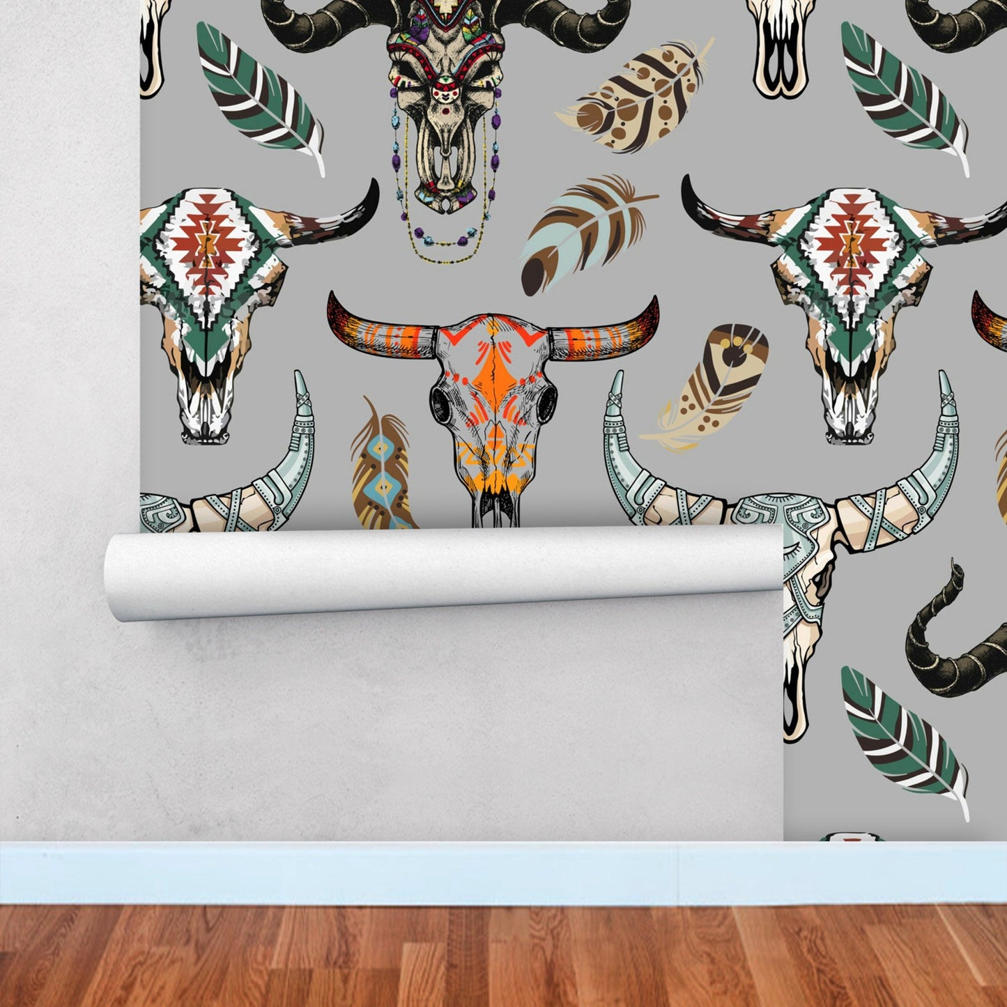 Bull Skull Wallpaper Peel & Stick