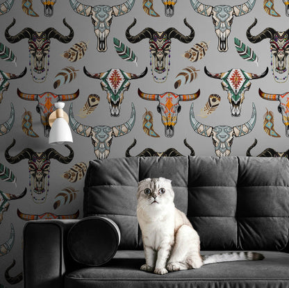 Bull Skull Wallpaper Peel & Stick