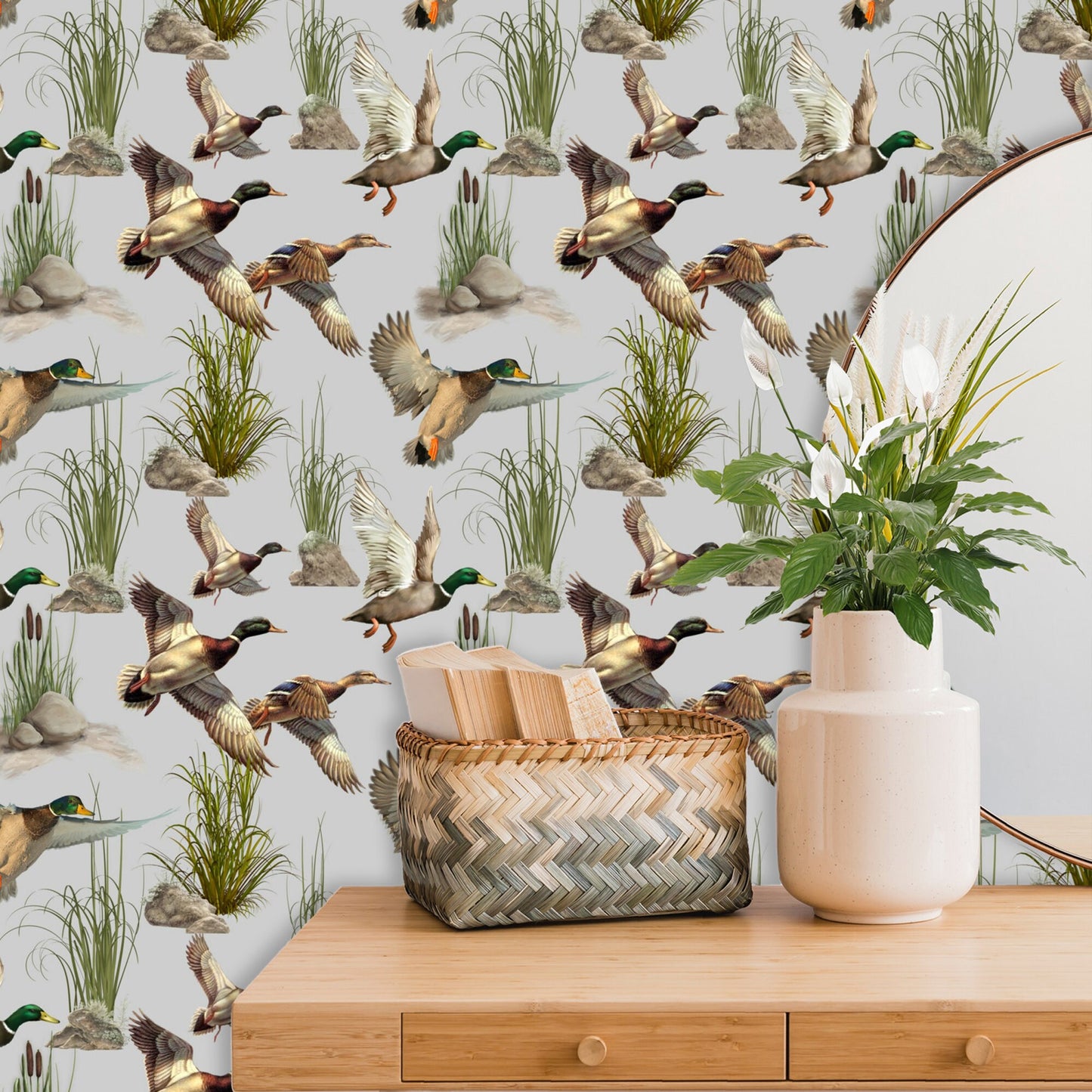 Traditional Wallpaper with Duck