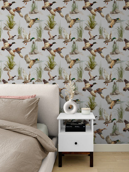 Traditional Wallpaper with Duck