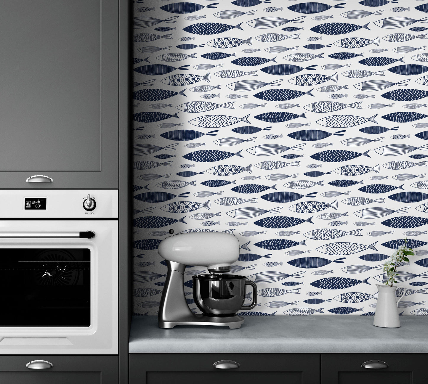 Coastal Wallpaper with Fish