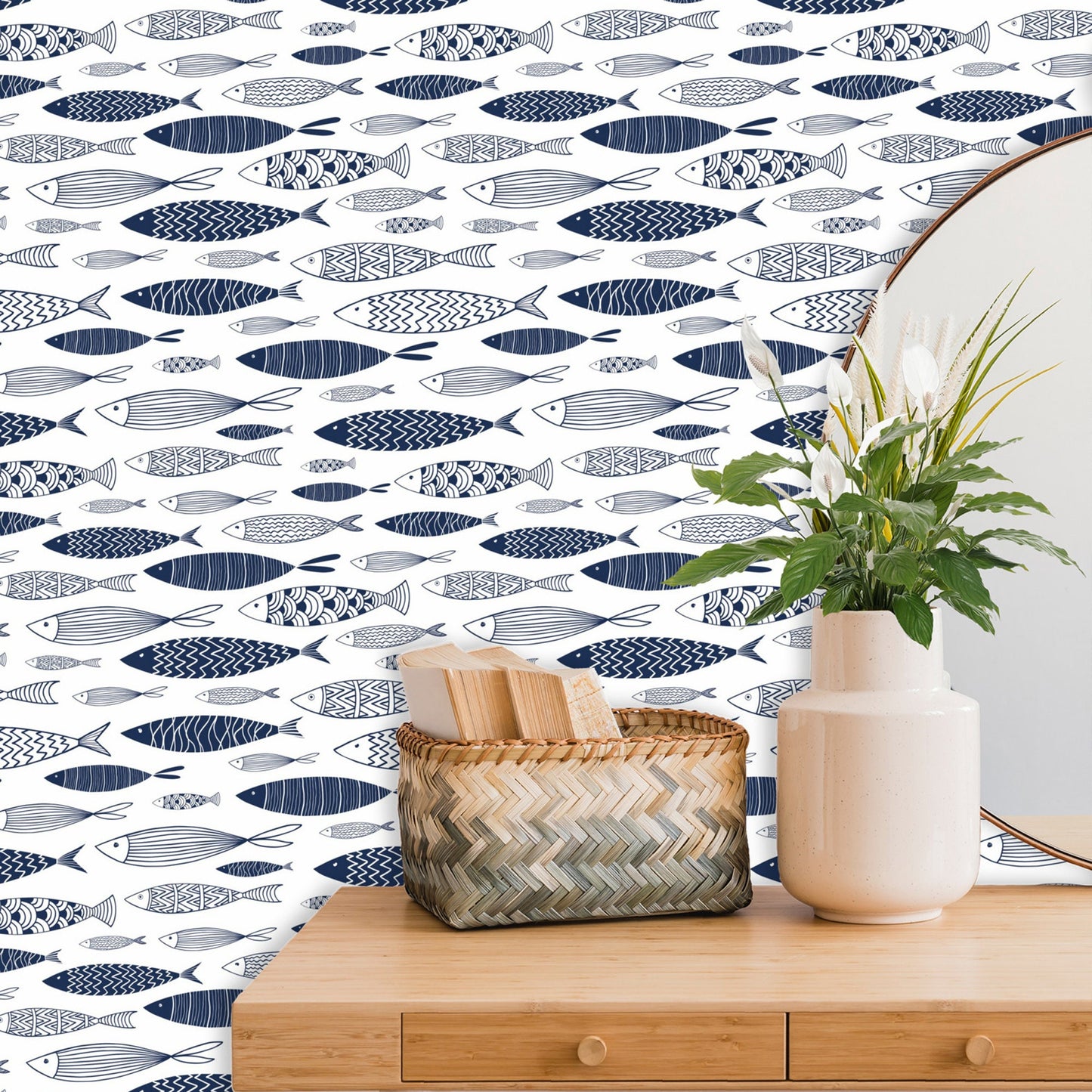 Coastal Wallpaper with Fish